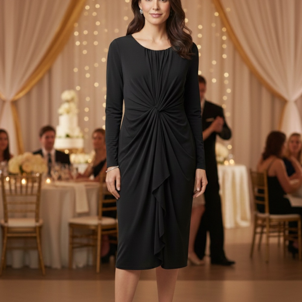 TAHARI Elegant Black Evening Dress